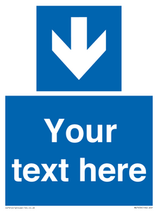 Custom Mandatory directional sign, blue arrow down